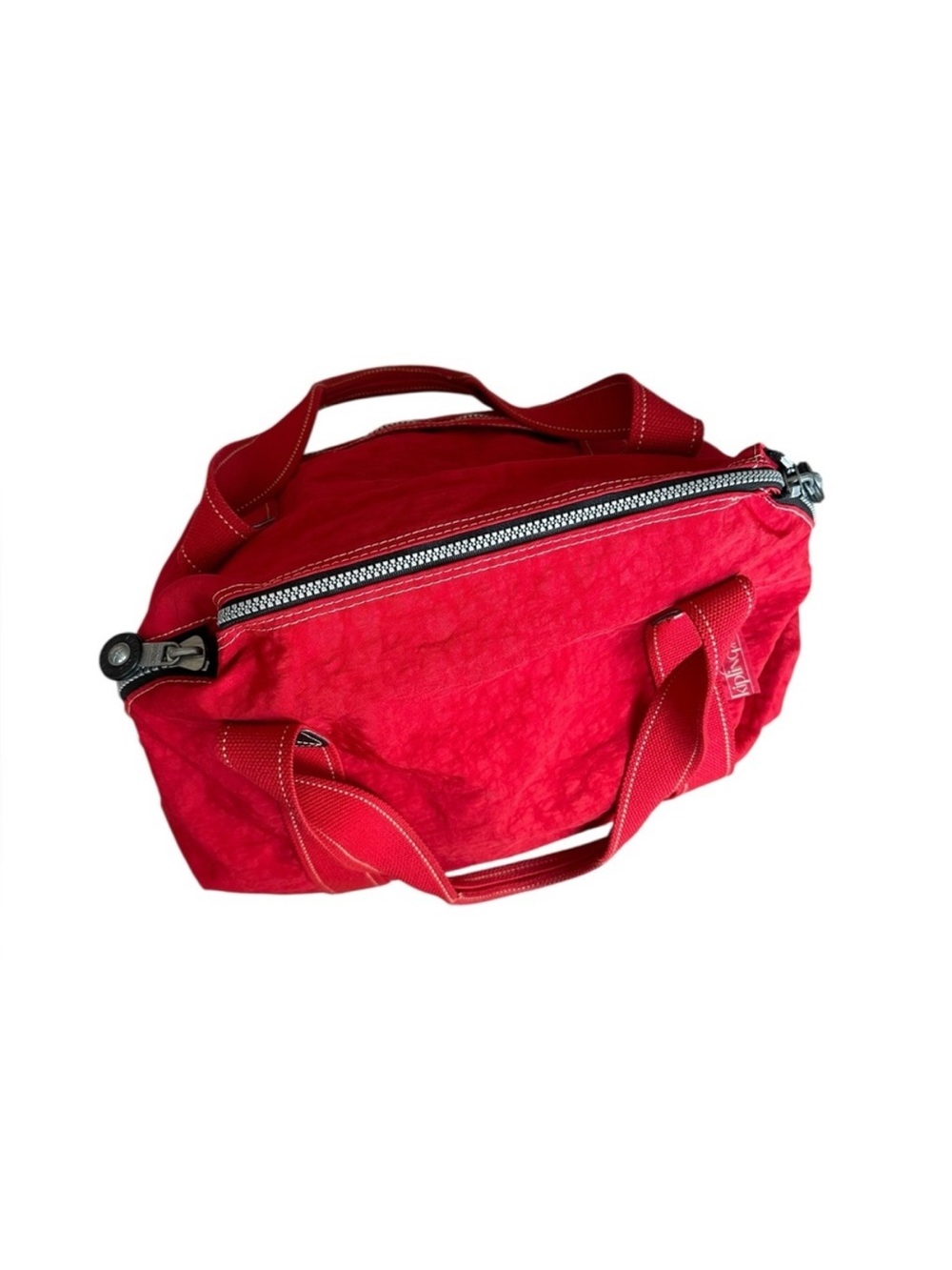 Vintage Kipling Red Canvas Dual-Handle Travel Tote with Front and Side Zips - Picture 3 of 11